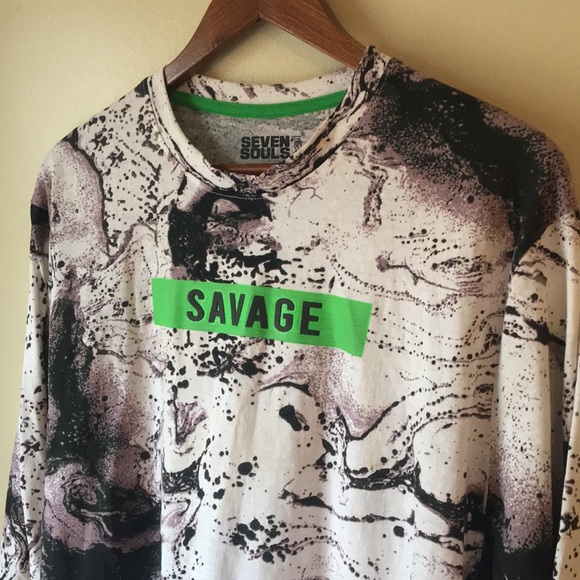 Seven Souls NWT “SAVAGE” Men Long Sleeve Tee Shirt Size Large. - Picture 4 of 16